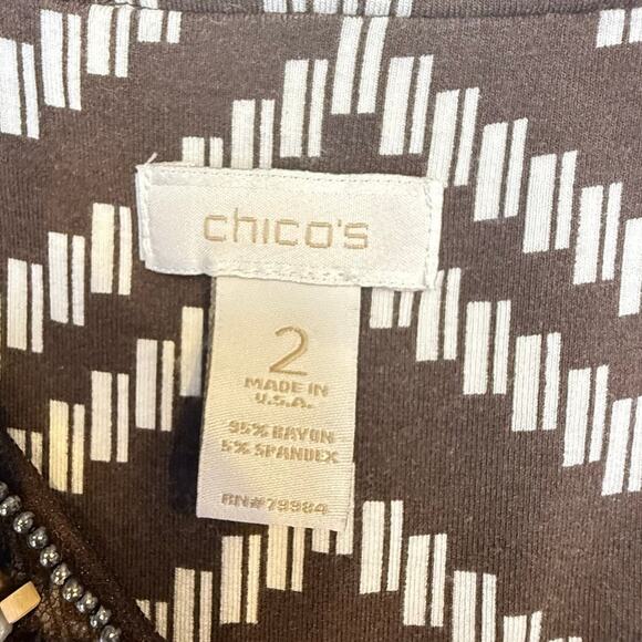 VTG Chicos Y2k size 2 Large brown white beaded maxi dress resort beach retro USA - Picture 6 of 8